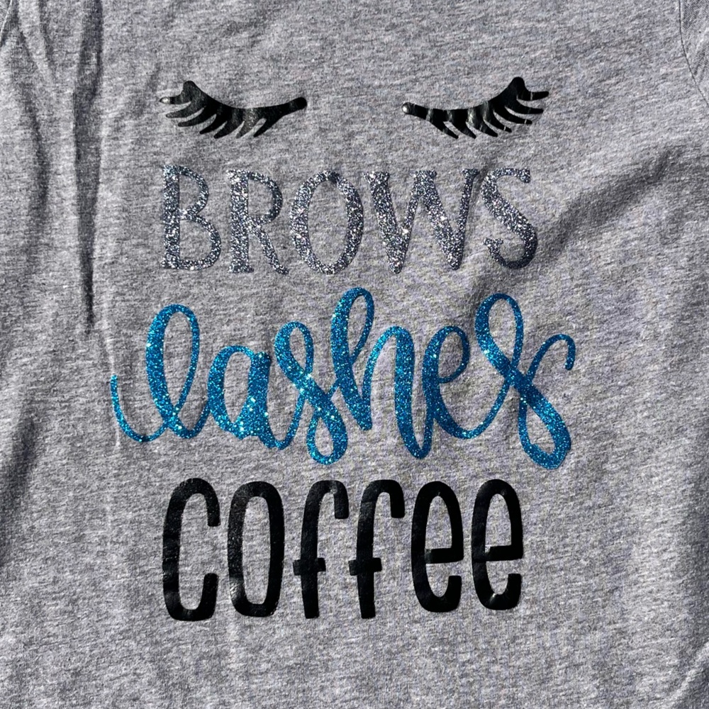 Brows, Lashes, Coffee Fitted Graphic Tee Shirt XS - Picture 2 of 5